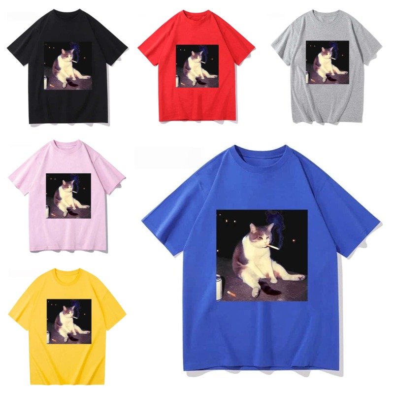 Quirky Street Fashion - Popular Quirky Cat Mixed T-shirt Couple