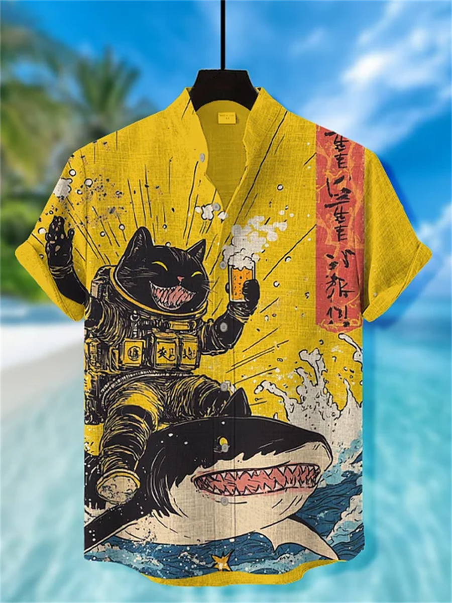 Quirky Street Fashion - Men's street style short-sleeved shirt, quirky