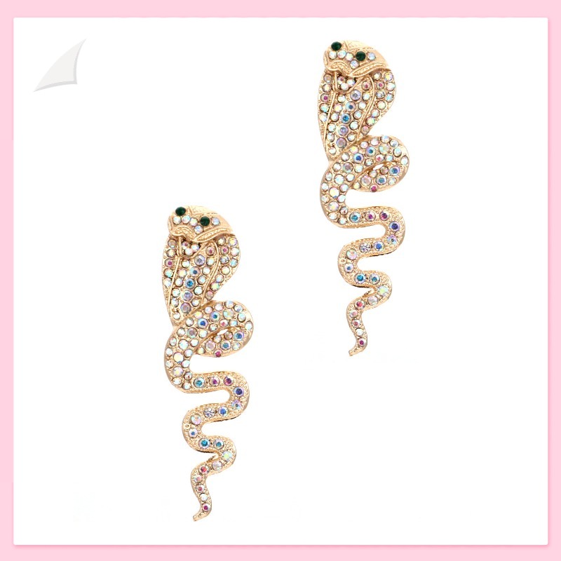 Street Fashion Earrings - Fashion Colored Diamond Cobra Earrings Exaggerated