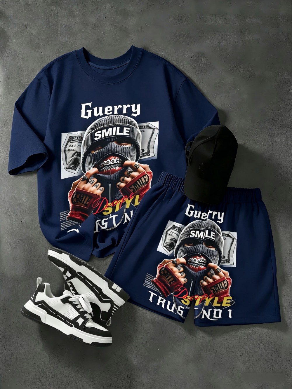 Street Fashion For Man - American men's summer figure wealth print