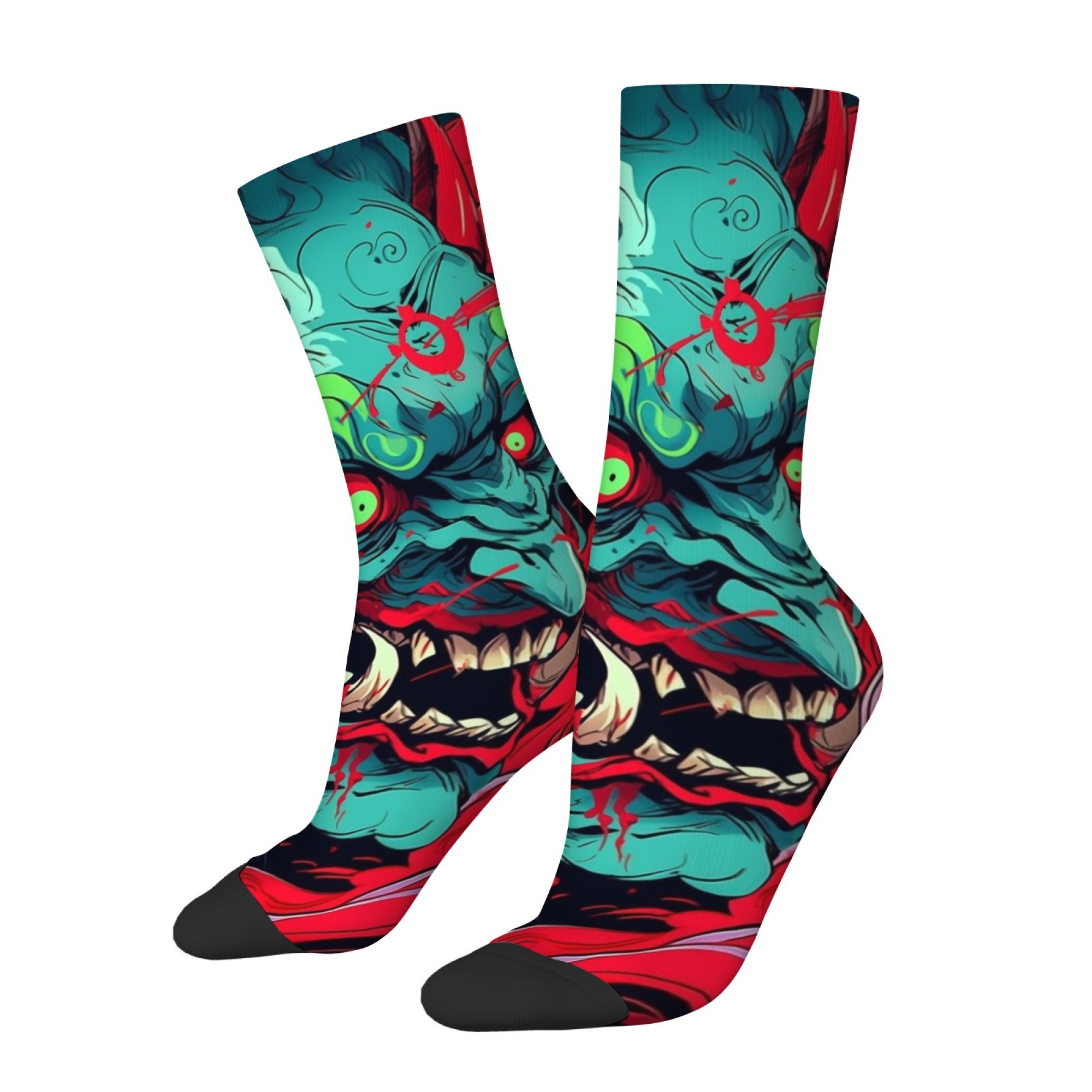 Quirky Street Fashion - Gothic-style Horror Monster Print Men's Socks