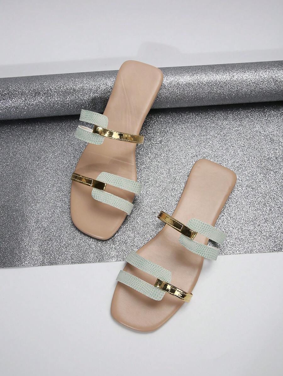 Women's Flat Sandals, Metallic - مراجعة Street Fashion In Chinese وسعره