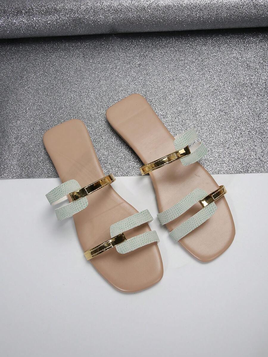Women's Flat Sandals, Metallic - مراجعة Street Fashion In Chinese وسعره