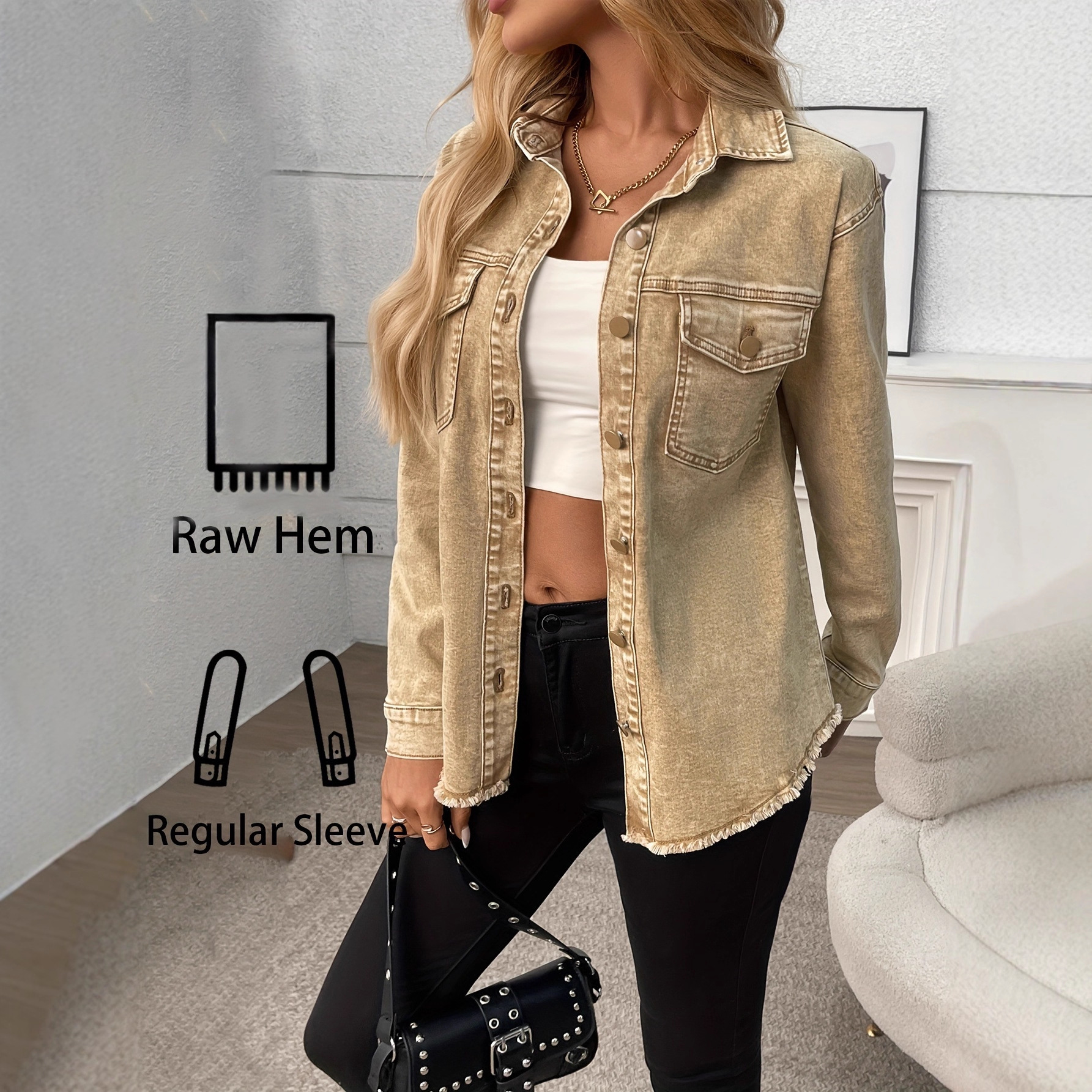 Washed Denim Shirt Jacket Wome - مراجعة Street Fashion In Chinese وسعره