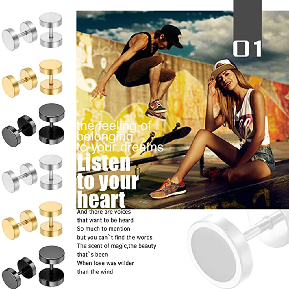 2 Piece Punk Stainless Steel S - مراجعة Street Fashion Earrings وسعره