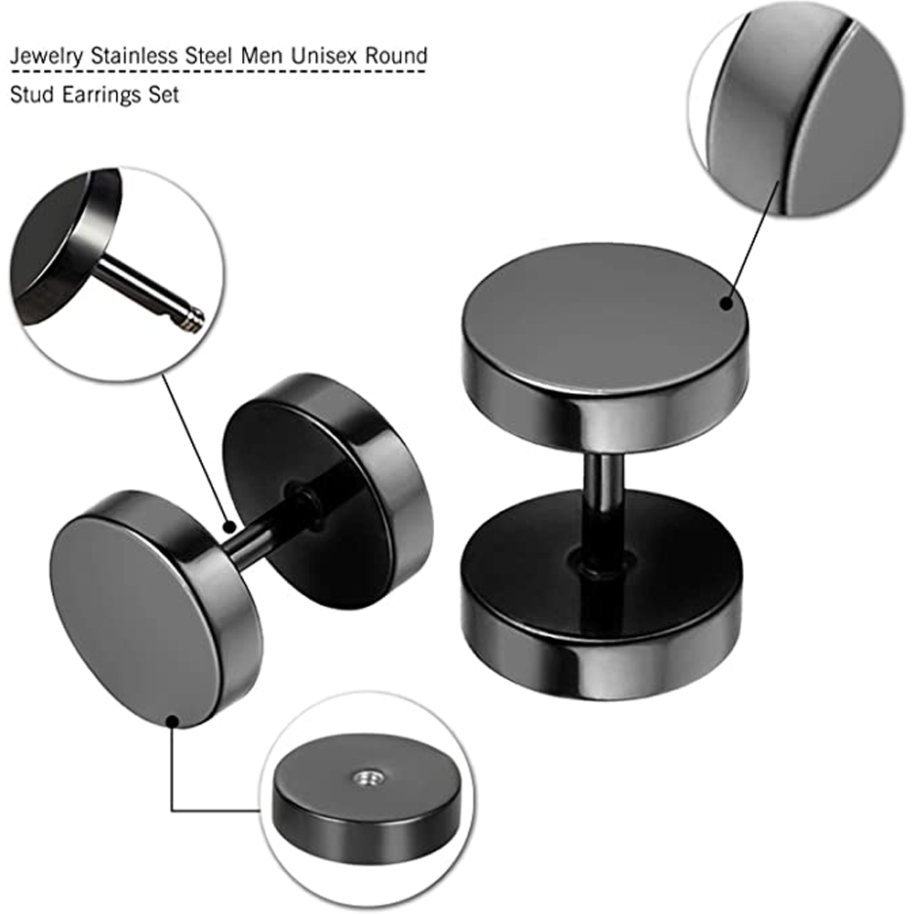2 Piece Punk Stainless Steel S - مراجعة Street Fashion Earrings وسعره