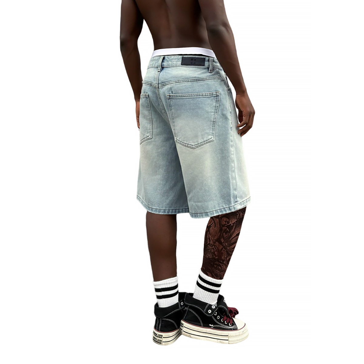 Metal Buckle Short Baggy Jeans - مراجعة Street Fashion Baggy وسعره