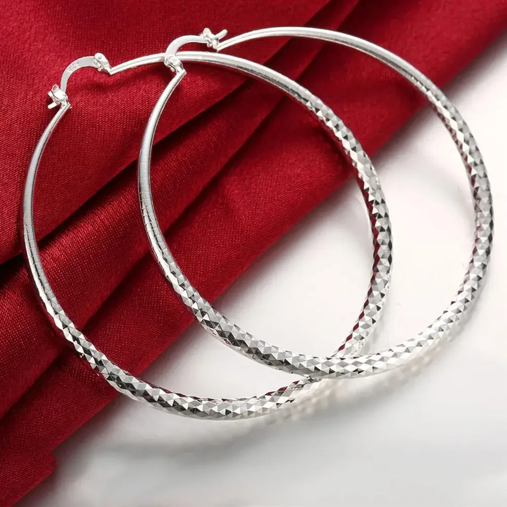 Hot 925 Sterling Silver 7CM  E - مراجعة Street Fashion Earrings وسعره