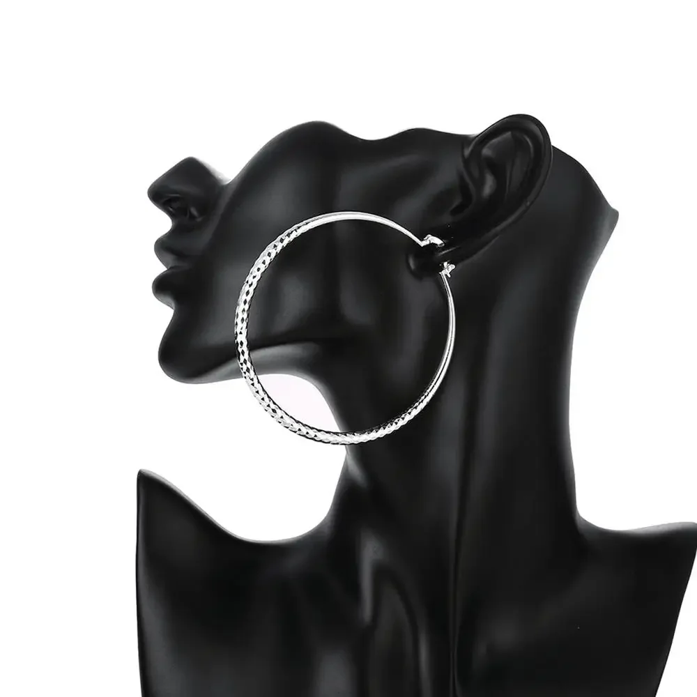 Hot 925 Sterling Silver 7CM  E - مراجعة Street Fashion Earrings وسعره