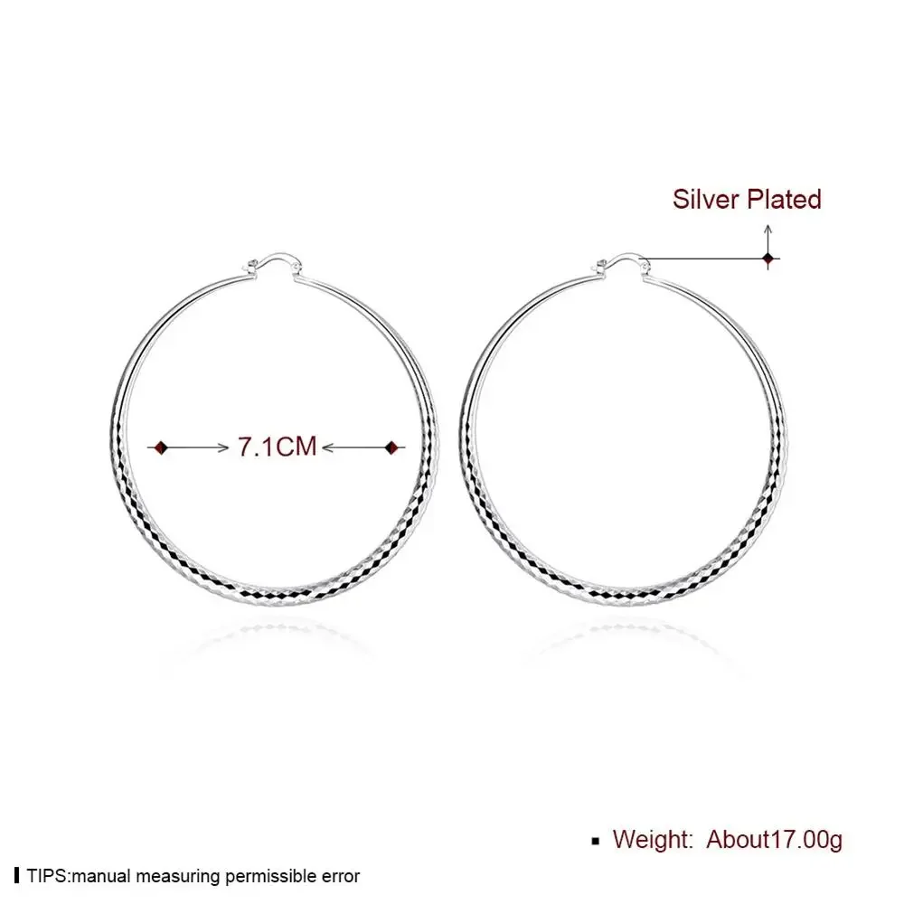 Hot 925 Sterling Silver 7CM  E - مراجعة Street Fashion Earrings وسعره