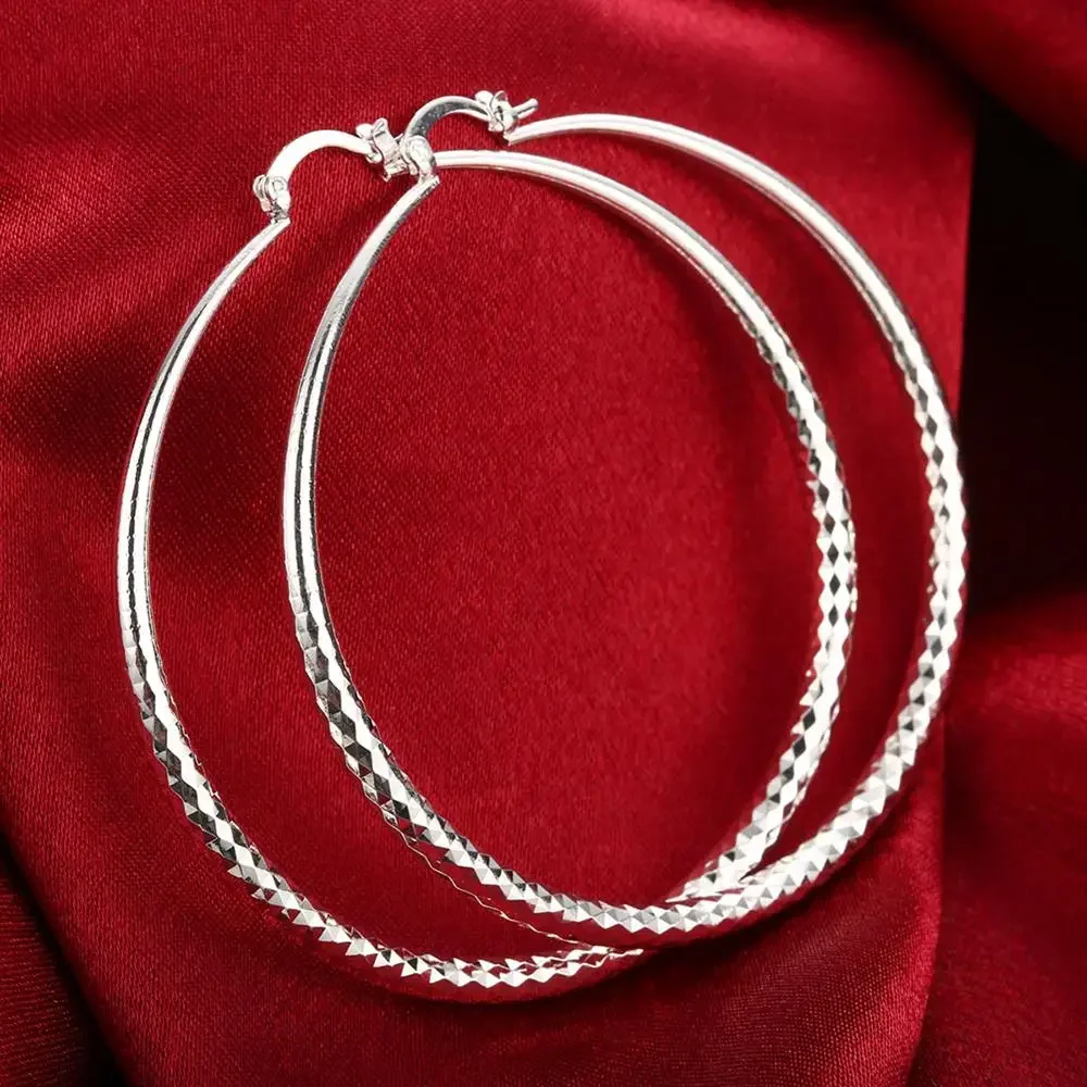 Hot 925 Sterling Silver 7CM  E - مراجعة Street Fashion Earrings وسعره