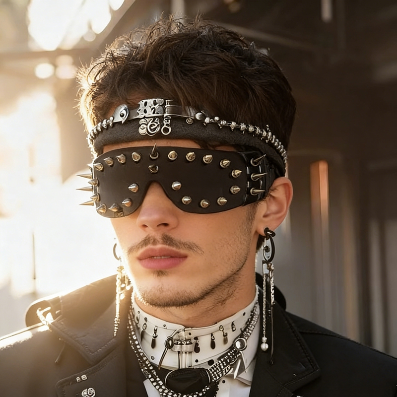 Hip-hop Punk Quirky Rivets Men - مراجعة Quirky Street Fashion وسعره