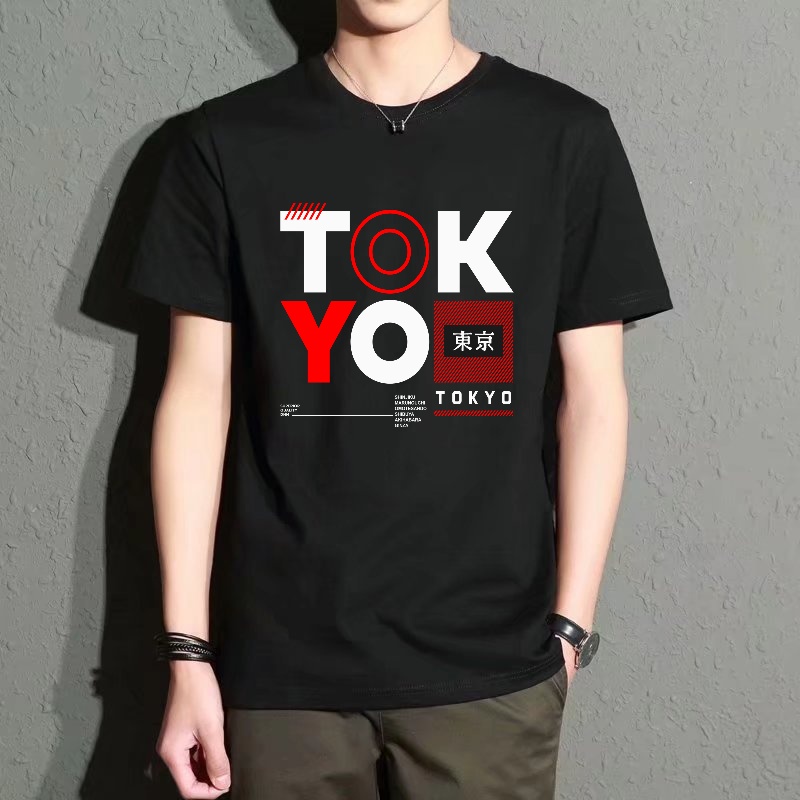 Men's Black Round-Neck Short-S - مراجعة Street Fashion Tokyo وسعره