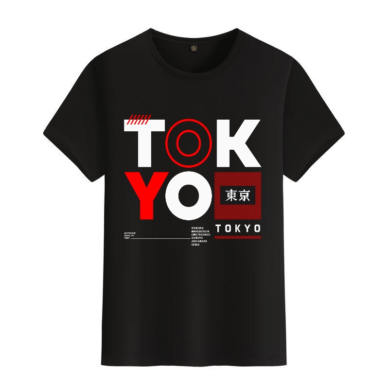 Men's Black Round-Neck Short-S - مراجعة Street Fashion Tokyo وسعره