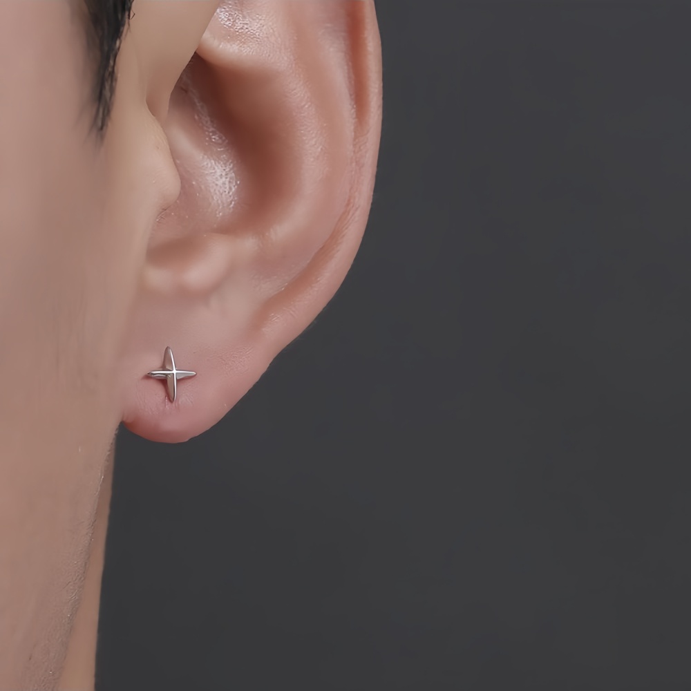 Simple Cross Stars Men Alloy S - مراجعة Street Fashion Earrings وسعره