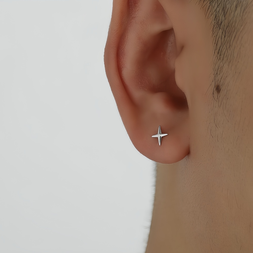 Simple Cross Stars Men Alloy S - مراجعة Street Fashion Earrings وسعره