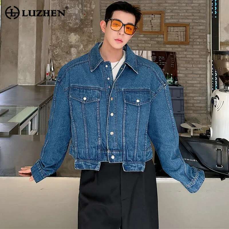 LUZHEN Personality Denim Short - مراجعة Street Fashion Men 2025 وسعره