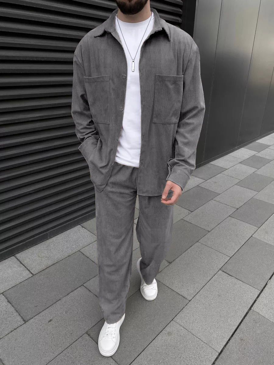 Men's corduroy two-piece outfi - مراجعة Street Fashion For Man وسعره