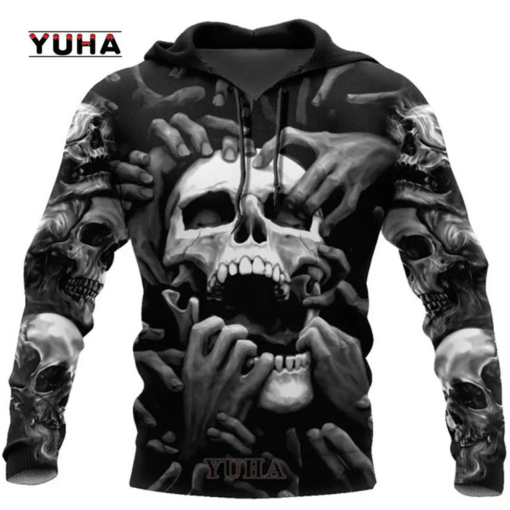 3D Printed Skull Graphics Men' - مراجعة Graphic Hoodie Streetwear وسعره