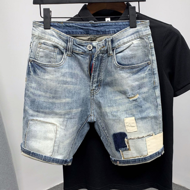 Straight Male Denim Shorts Rip - مراجعة Street Fashion Baggy وسعره