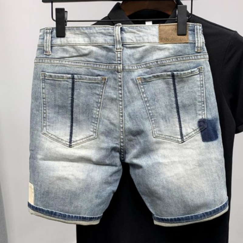 Straight Male Denim Shorts Rip - مراجعة Street Fashion Baggy وسعره