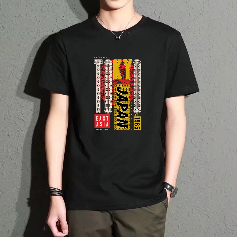 Men's Black Round-Neck Short-S - مراجعة Street Fashion Tokyo وسعره