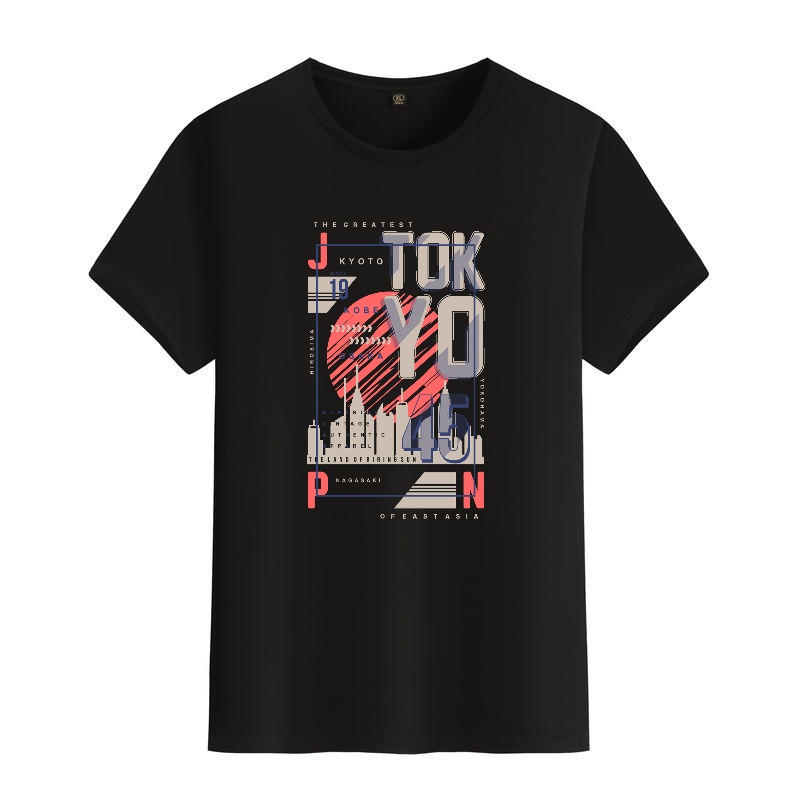 Men's Black Round-Neck Short-S - مراجعة Street Fashion Tokyo وسعره