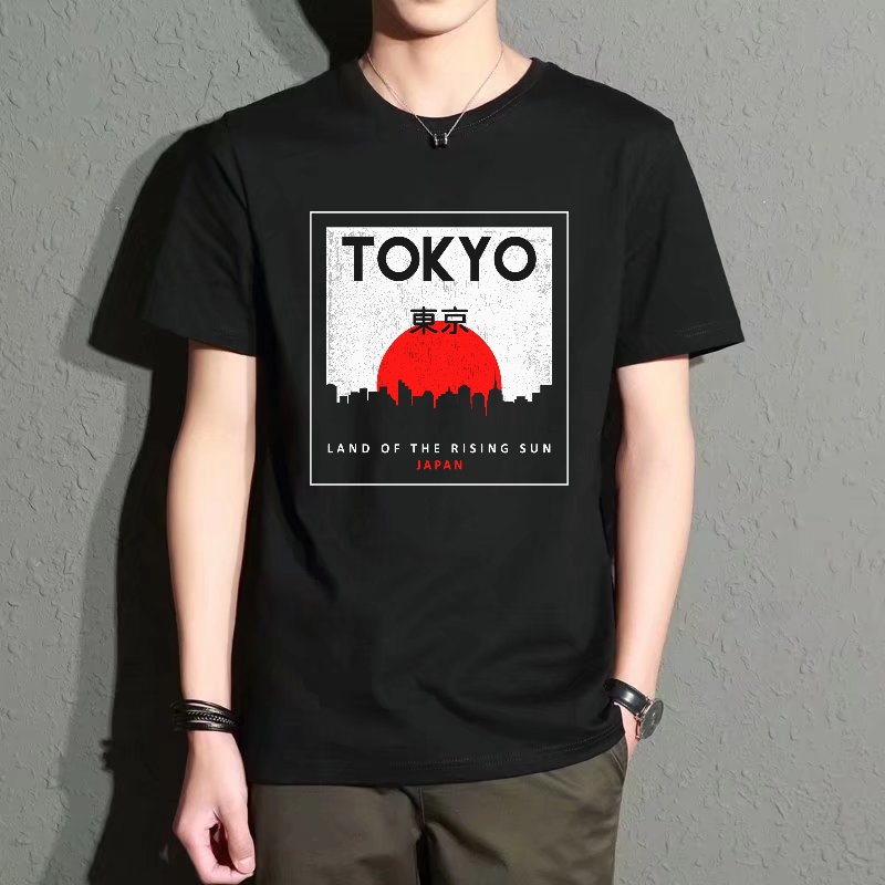 Men's Black Round-Neck Short-S - مراجعة Street Fashion Tokyo وسعره
