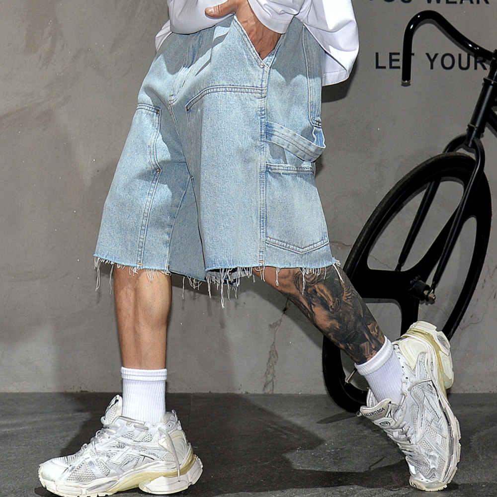 American Workwear Denim Shorts - مراجعة Street Fashion Baggy وسعره
