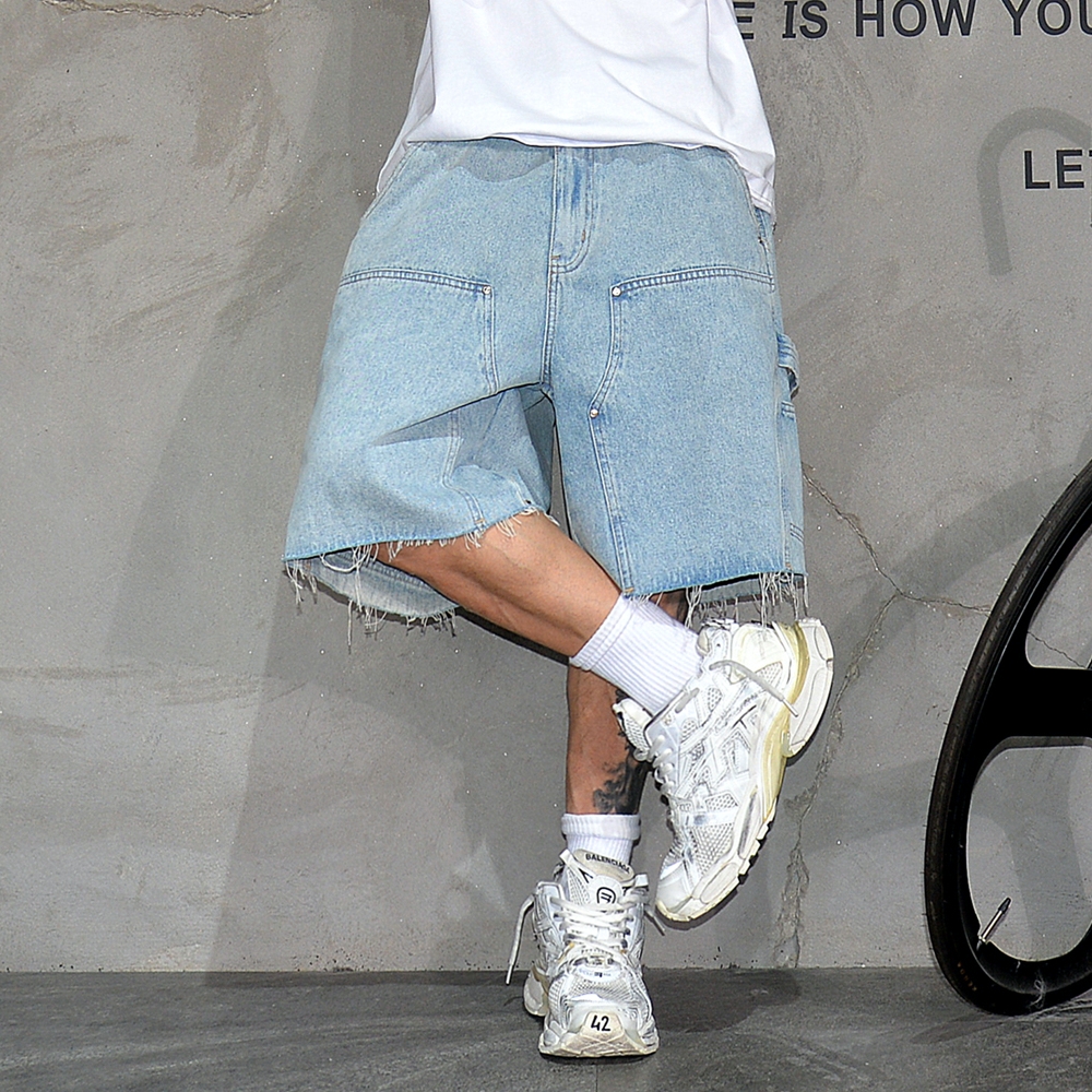 American Workwear Denim Shorts - مراجعة Street Fashion Baggy وسعره