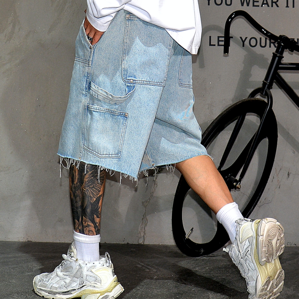 American Workwear Denim Shorts - مراجعة Street Fashion Baggy وسعره