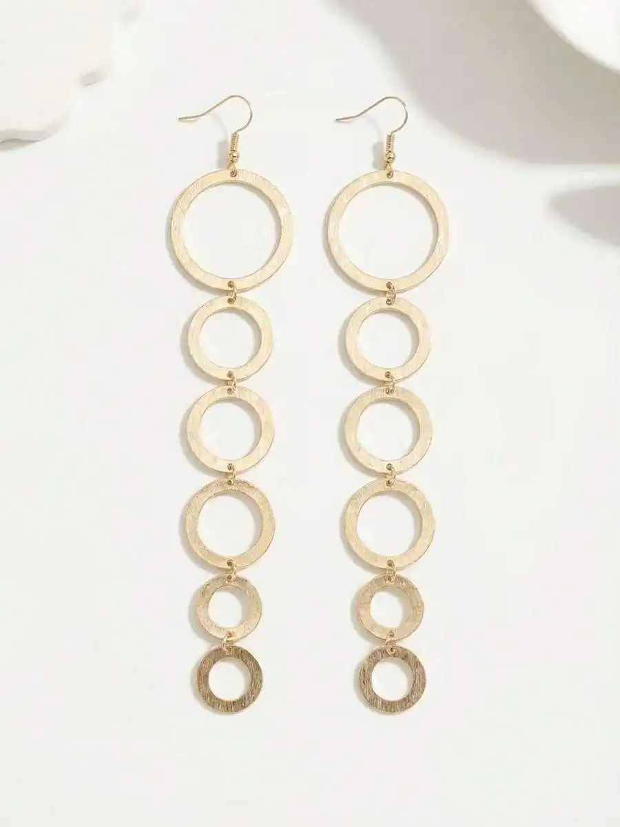 Creative Geometric Circle Dang - مراجعة Street Fashion Earrings وسعره