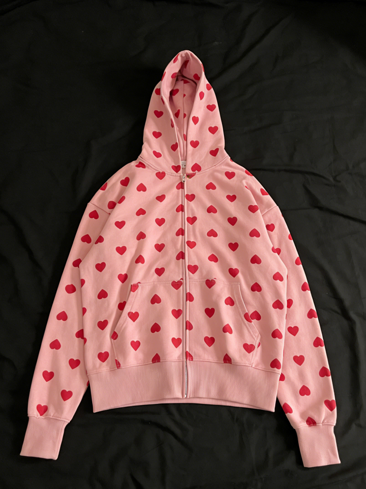 Cute All Over Heart Graphic Zi - مراجعة Graphic Hoodie Streetwear وسعره