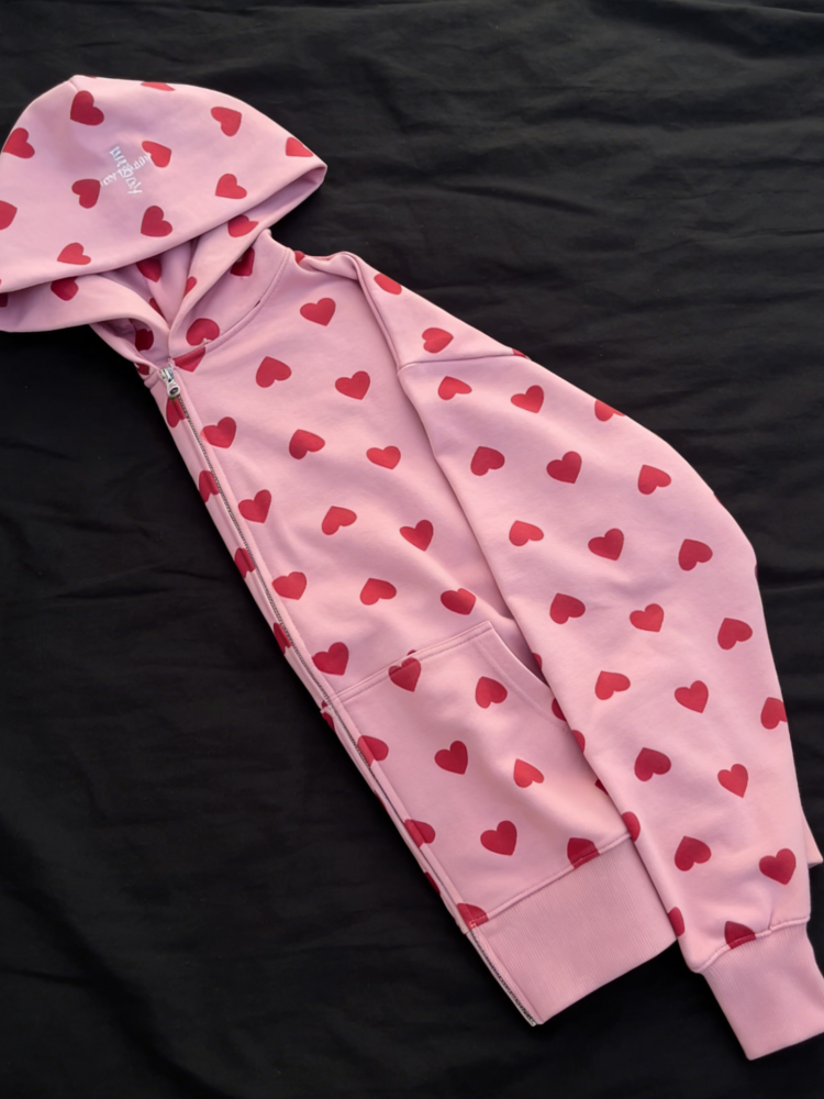 Cute All Over Heart Graphic Zi - مراجعة Graphic Hoodie Streetwear وسعره